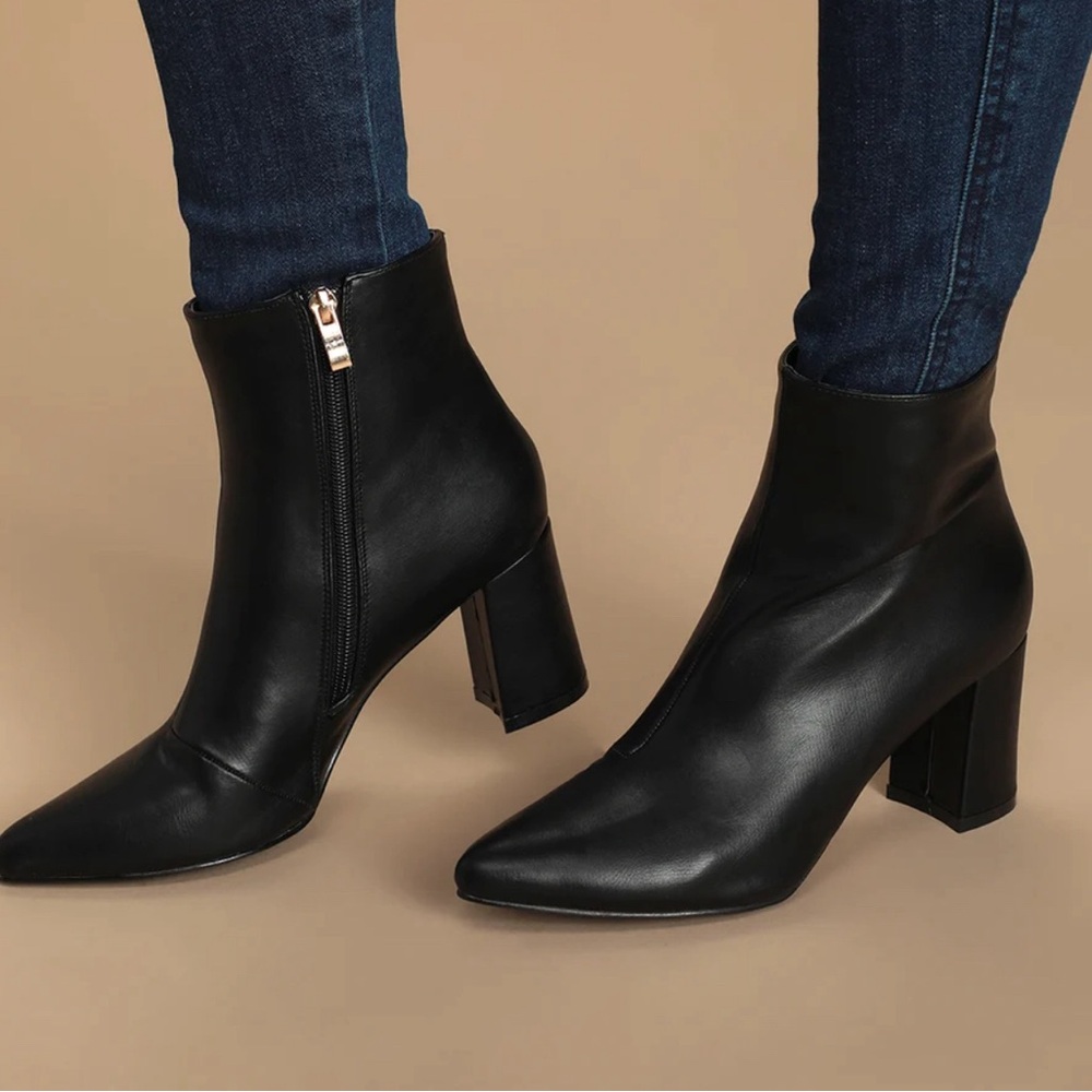 Cute Sarai Black Pointed-Toe Ankle Booties by Lulus